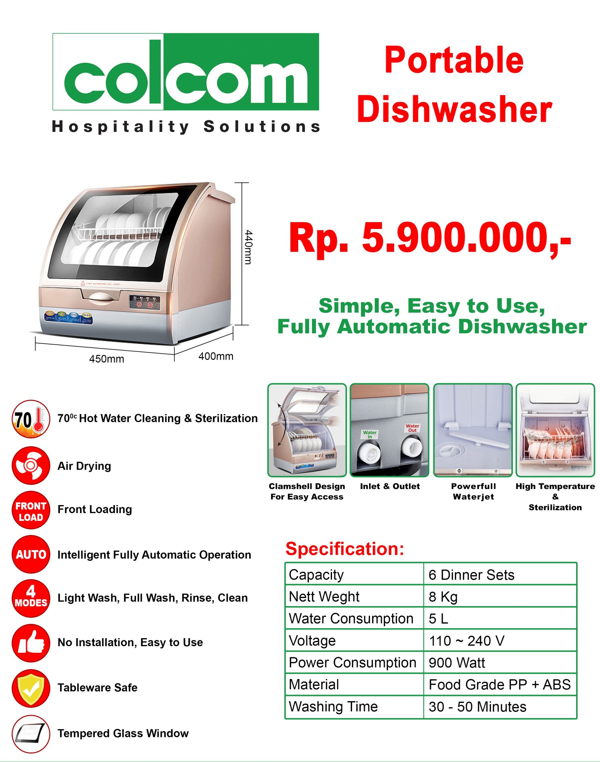 Colcom Portable Auto Dishwasher Brosur