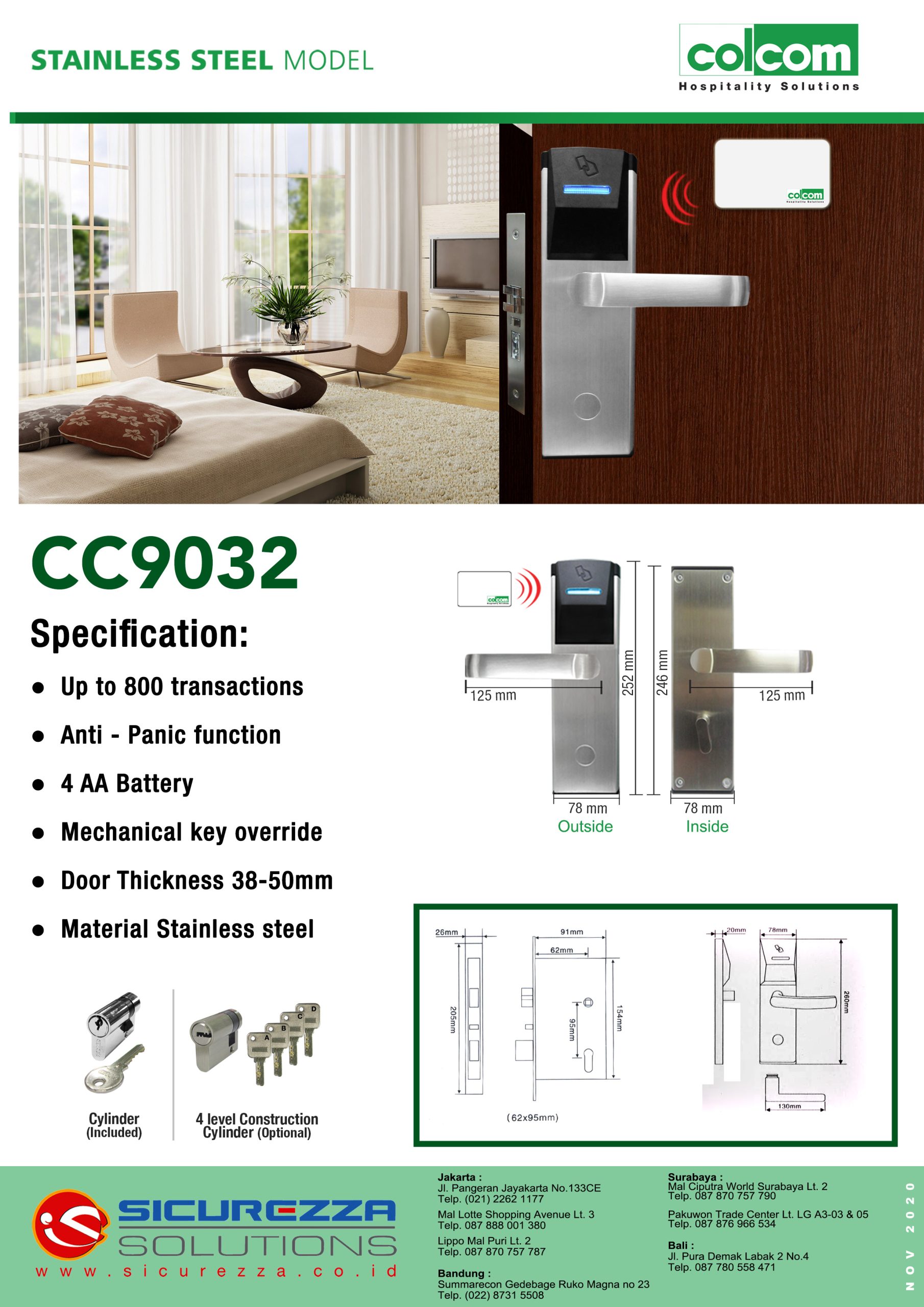 Colcom RFID Hotel Lock CC 9032
