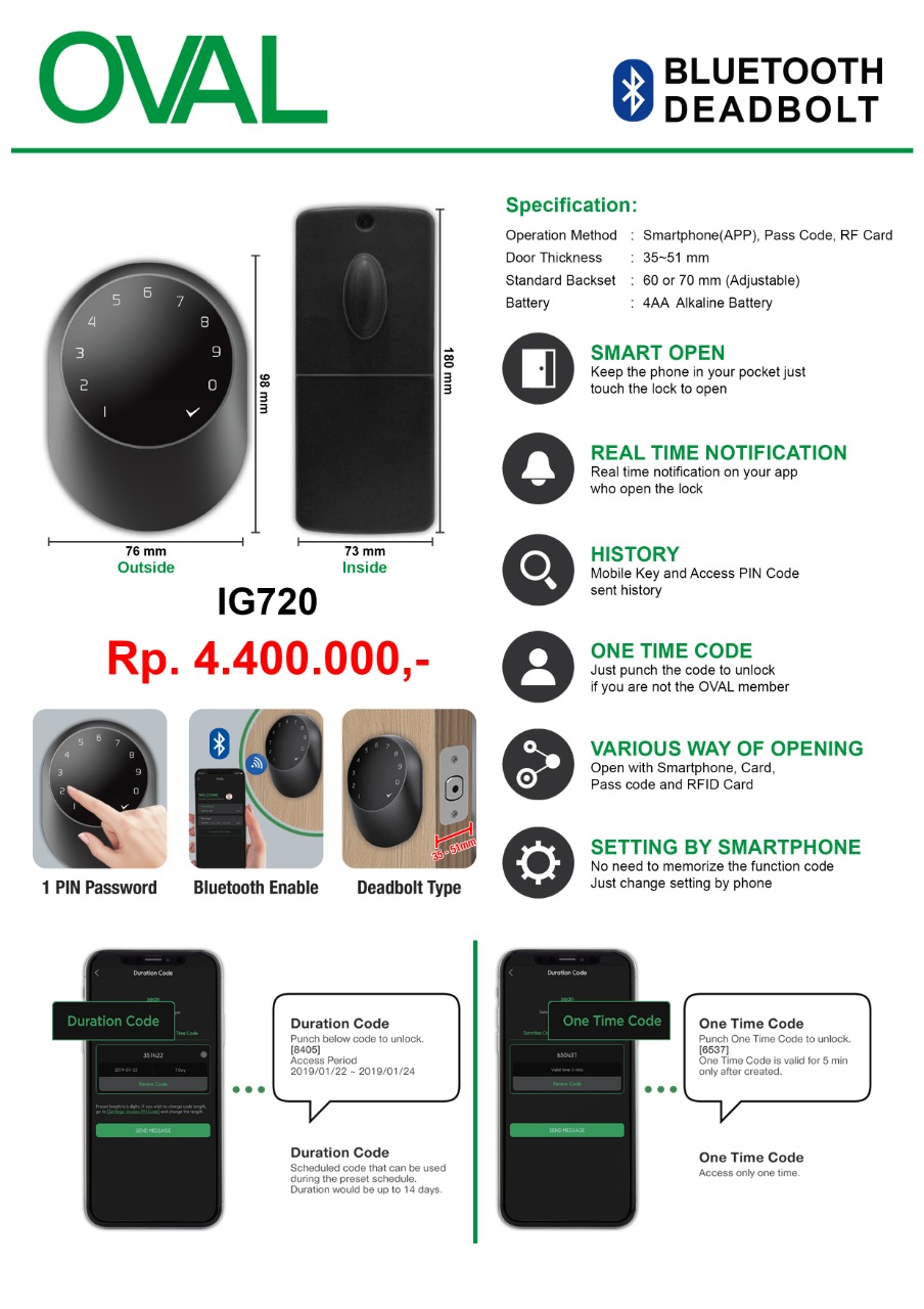 Oval Smart Bluetooth Rim Lock Front Brochure